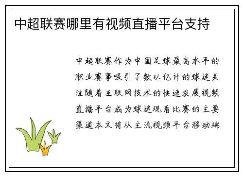 中超联赛哪里有视频直播平台支持